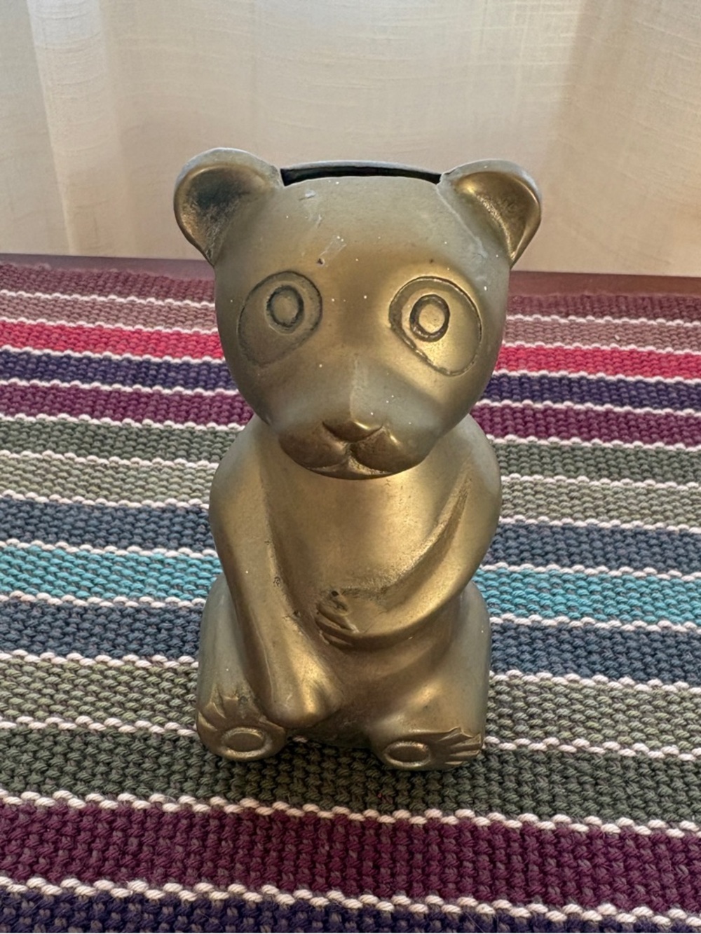 Metallic Bear Figurine Bank - Gold Tone